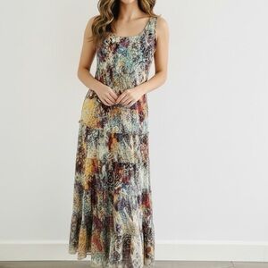 Kasper Floral Mosaic Tiered Maxi Dress 6